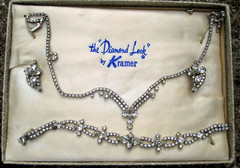 The Diamond Look by Kramer Necklace Bracelet & Earrings Set Original Box Vintage