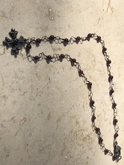 🏰 VINTAGE Garnet 925 STERLING SILVER CROSS Pattée Necklace MEDIEVAL GOTHIC 11g