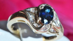 14k yellow gold 1.15ct natural diamond sz 7.5 ring sapphire vintage heated 5.3gr