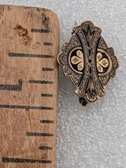 Antique Victorian Etruscan Revival Era 12kt Gold Filled Niello Brooch / Pin