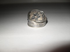 Vintage Spoon Ring Flower Poppy ? Pansy Size 9 1/4 Silver Plate