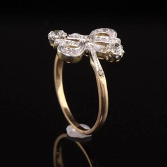 1910’s Art Nouveau Style LabCreated Diamond Art Deco Engagement 14K GoldFN Ring