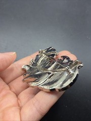 Vintage Large Rhinestone Feather Brooch Silver Tone Unsigned 2.75”L