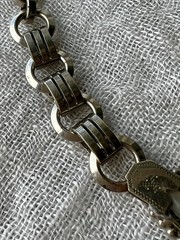German Jugendstil Albertina Watch Chain Red Glass Drop Clover Mark c.1910-1925