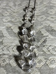 Art Deco Sterling Silver Faceted Rock Crystal Necklace 17 Inches