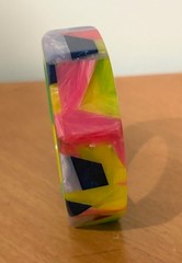SIGNED SHULTZ BAKELITE BRACELET BANGLE NEW PINK PURPLE BLUE GREEN YELLOW OCTAGON