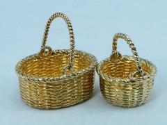 2 Minatare Sterling Silver Brown County Baskets PENDANT Charm Gold Over Vermeil
