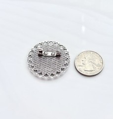 Bunny Rabbit Cameo Brooch Pin, Silver Vintage Style Pin, Cream/Dark Brown
