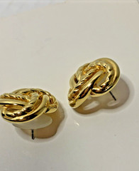 Vintage Estate Find Gold Metal Knotted Rope Nautical Post Earrings