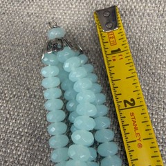 Acrylic Necklace Multi Strand Frosted Clear Blue Beads Looped 17 Inches