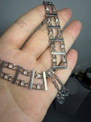 Delicate 1920s Art Deco Platinon Crystal Drop Necklace