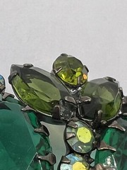 Vintage D&E Juliana Green AB Rhinestone Brooch Pin VERIFIED Uranium Glass Book