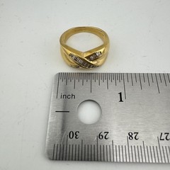 Vintage 14k Yellow Gold 0.60ctw Baguette Diamond Crossover Design Ring 5.4g
