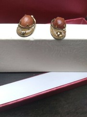 Vtg. Art Deco Screw Back Button Druzy Quartz Earrings GF 1/20 12K JJJ signed