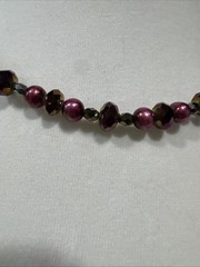 Vintage Beaded Necklace Purple Plum Crystal Faux Pearl Choker Art Deco