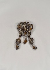 Antique Portuguese 19K Gold Silver Diamond Pearl Citrine Transform Parure Set