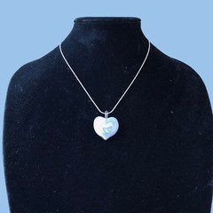 FAS Designer Italy Necklace Sterling Silver & Puffy Heart Pendant DOUBLE SIDED
