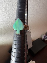 Spade-Shape Aurora Stone Adjustable Copper Ring