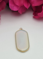 Vintage Gold Tone Opalite Pendant 1.75″