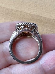 MICHELLE ALBALA LARGE CITRINE QUARTZ RING & PENDANT NECKLACE ENHANCER SET 925 SS