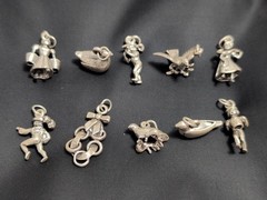 Seasons 12 Days of Christmas Vintage Sterling Silver Bracelet Charms – 30g