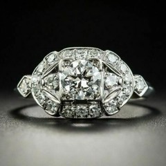 Art Deco Antique 1.20 Ct White Diamond Vintage Wedding Ring 925 Sterling Silver