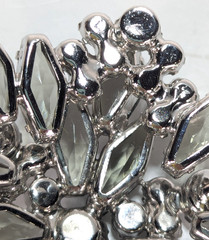 1950s Juliana D&E Book Piece Brooch Earrings Set Smoky Gray Coffin Navette 3″