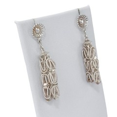 Vintage Sterling Silver 925 Byzantine Link Chain Fringe Dangle Earrings