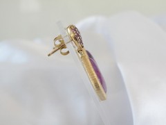 Gold on Sterling Silver 925 Purple Turquoise Amethyst Modern Dangle Earrings