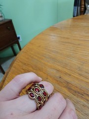 2008 Avon Multi Row Red Rhinestone Ring.