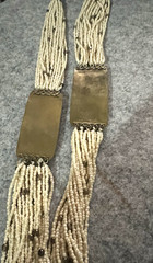 Vintage Necklace Multi Strand cream Seed Bead brass Round Beads 26″ long