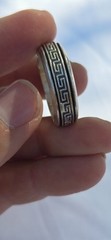 Vintage Men’s 925 Sterling Silver Greek Key Fidget Spinner Band Ring US Size 14