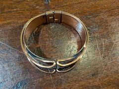 Vintage 1950s Matisse Renoir Copper & Enamel Hinged Bracelet Red White *READ*