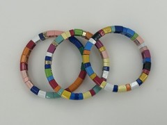 Tila Bead Enamel Tile Stretch Bracelet Set Multicolor Boho Stackable