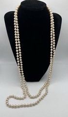 Retro 56 Inch LONG Hand Knotted Champagne Faux Pearl Made In Japan Necklace