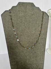 Vintage Austrian Crystal USA Blue Color Crystal Bezel Necklace