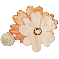 Pono Italian Acetate, Plastic Statement White, Peach Flower Brooch, Signed