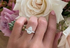 14k White Gold Engagement Ring 4.01ct Lab Grown Diamond Pear Shape IGI Cert