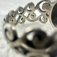 VTG Victorian Revival Heavy Sterling Silver 925 Smokey Faceted Glass Ring Size 8