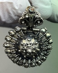 ANTIQUE ARMENIAN BYZANTINE REVIVAL OTTOMAN SAPHIRET COIN SILVER JEWELED EARRINGS