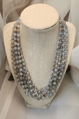 BoHo 800 Silver Moonstone Agate Stone Bead Multi Strand Collar Necklace 20″ Long