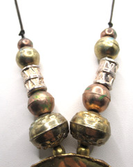 Mixed Metal Brass Pendant and Plastic Beads Boho Necklace