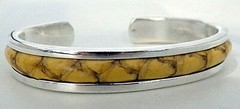 BRACELET STERLING SILVER REAL YELLOW SNAKE SKIN INLAID CUFF APPROX 7/16″ WIDE #1