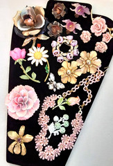 Vintage High End Flower Brooch Earring Jewelry Lot wSets Hollycraft Weiss Emmons