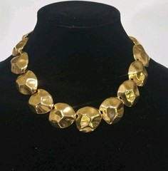 Vintag Honeycomb Link Gold-tone 18 1/4″ Runway Chunky Statement Necklace
