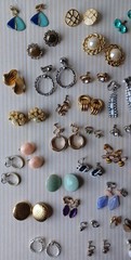 Lot 63 Pair Vintage Clip Screw Back Earrings Mixed Materials Tones Some Wear
