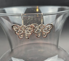 VTG Silver Tone Butterfly Earrings Dainty Insect Nature Jewelry Cute Gift Boho
