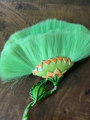 Vintage Hattie Carnegie Flower Brooch Lime Green Dynel Fiber Large Unique 60s