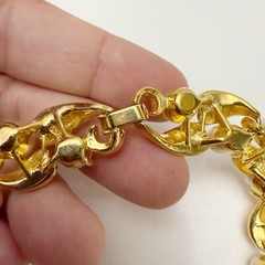 Vintage Faux Pearl Textured Goldtone Vine Leaves Leaf Collar Necklace 17”