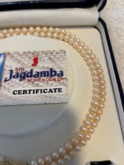Sri Jagdamba Pink Pearl Necklace and earrings -16/ 17 Inches – New in Box